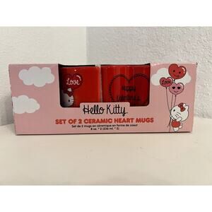 HELLO KITTY Heart Mugs Valentines Set of Two, Red Gift Set